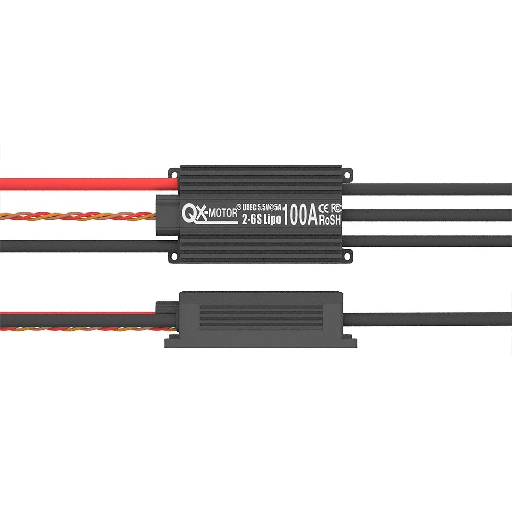 QX-MOTOR 100A ESC 2-6s brushless speed controller with built-in 5.5V/5A UBEC, suitable for 70mm EDF/remote control toys