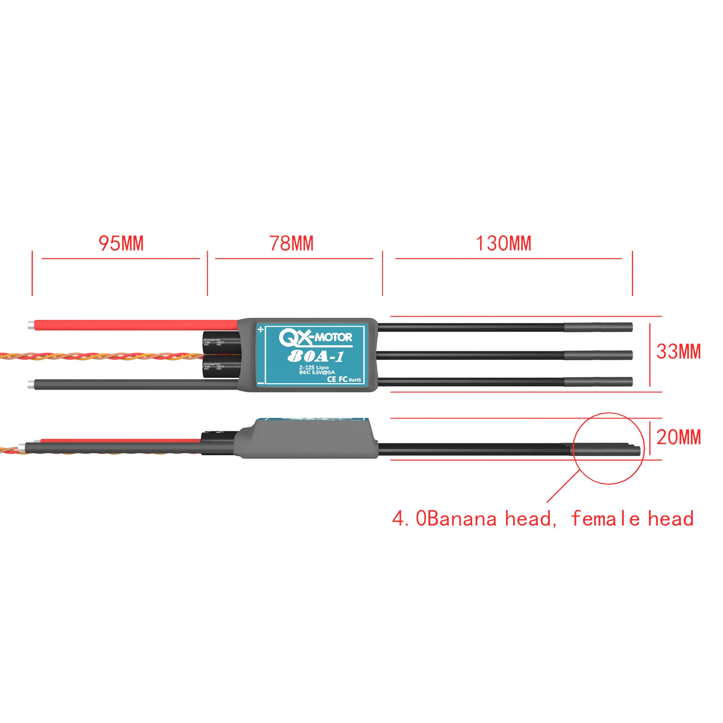 80A 2-12S brushless ESC High pressure Speed Controler With 5.5V 5A BEC for brushless motor suitable for model airplane toys QX-MOTOR EDF