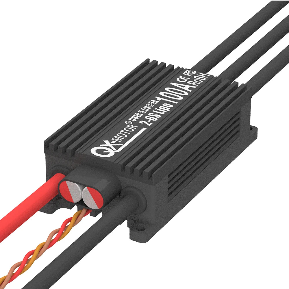QX-MOTOR 100A ESC 2-6s brushless speed controller with built-in 5.5V/5A UBEC, suitable for 70mm EDF/remote control toys