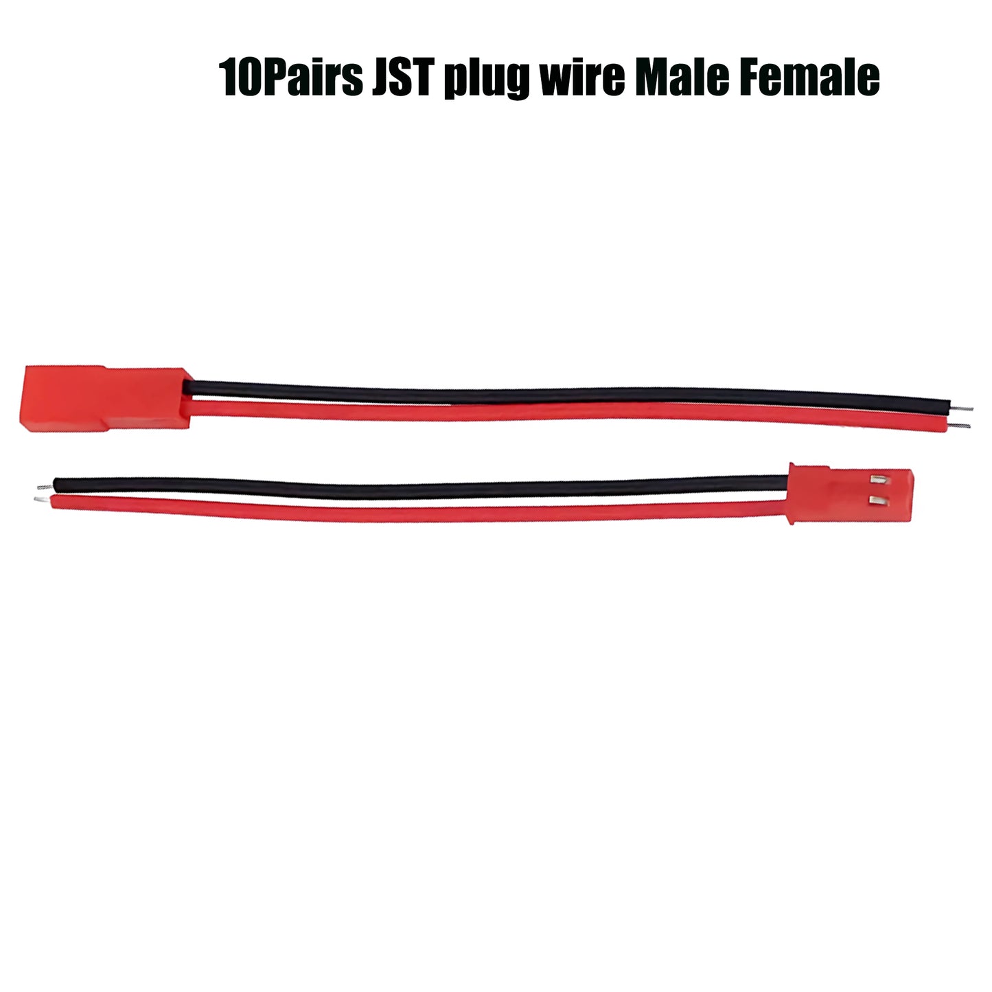 10Pairs 100mm 2 Pin JST Plug Connector Male+Female Plug Connector Cable Wire  Suitable for LED Light Strip Remote Control Toy Battery