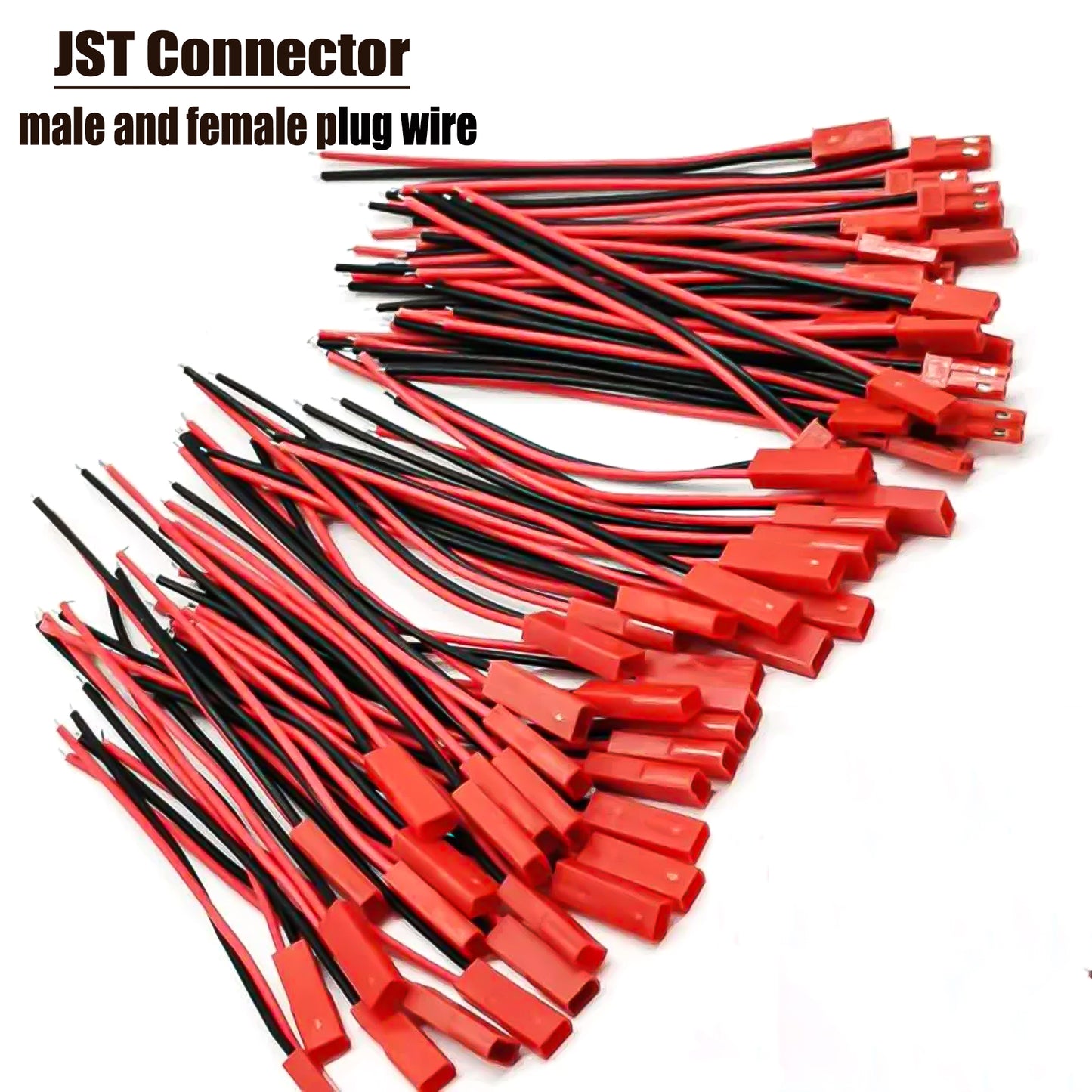 10Pairs 100mm 2 Pin JST Plug Connector Male+Female Plug Connector Cable Wire  Suitable for LED Light Strip Remote Control Toy Battery