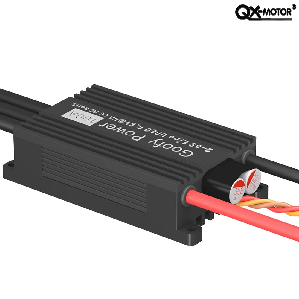 QX-MOTOR brushless speed regulator 100A ESC, high flying power supply with built-in UBEC, suitable for EDF/drone toys/remote control toys