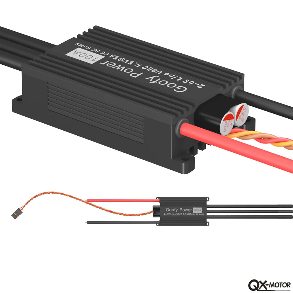 QX-MOTOR High Flying Brushless Speed Controller 100A ESC, with built-in UBEC power supply, suitable for drone toys/remote control toys