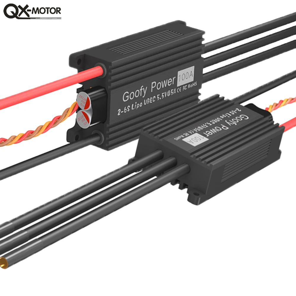 QX-MOTOR brushless speed regulator 100A ESC, high flying power supply with built-in UBEC, suitable for EDF/drone toys/remote control toys