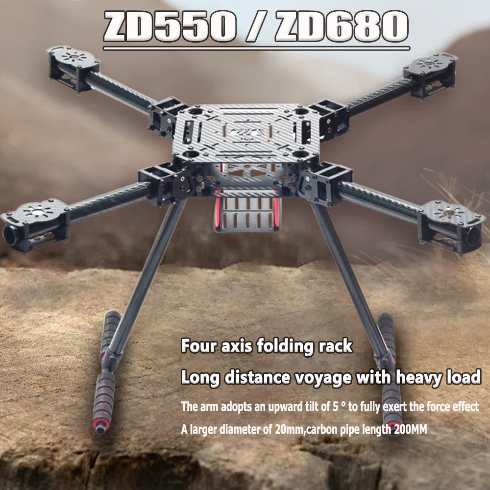 Four axis ZD550 ZD680 / Hexacopter ZD850 Full Carbon Fiber Folding Aerial airplane Rack with Landing Gear for FPV DIY Aircraft