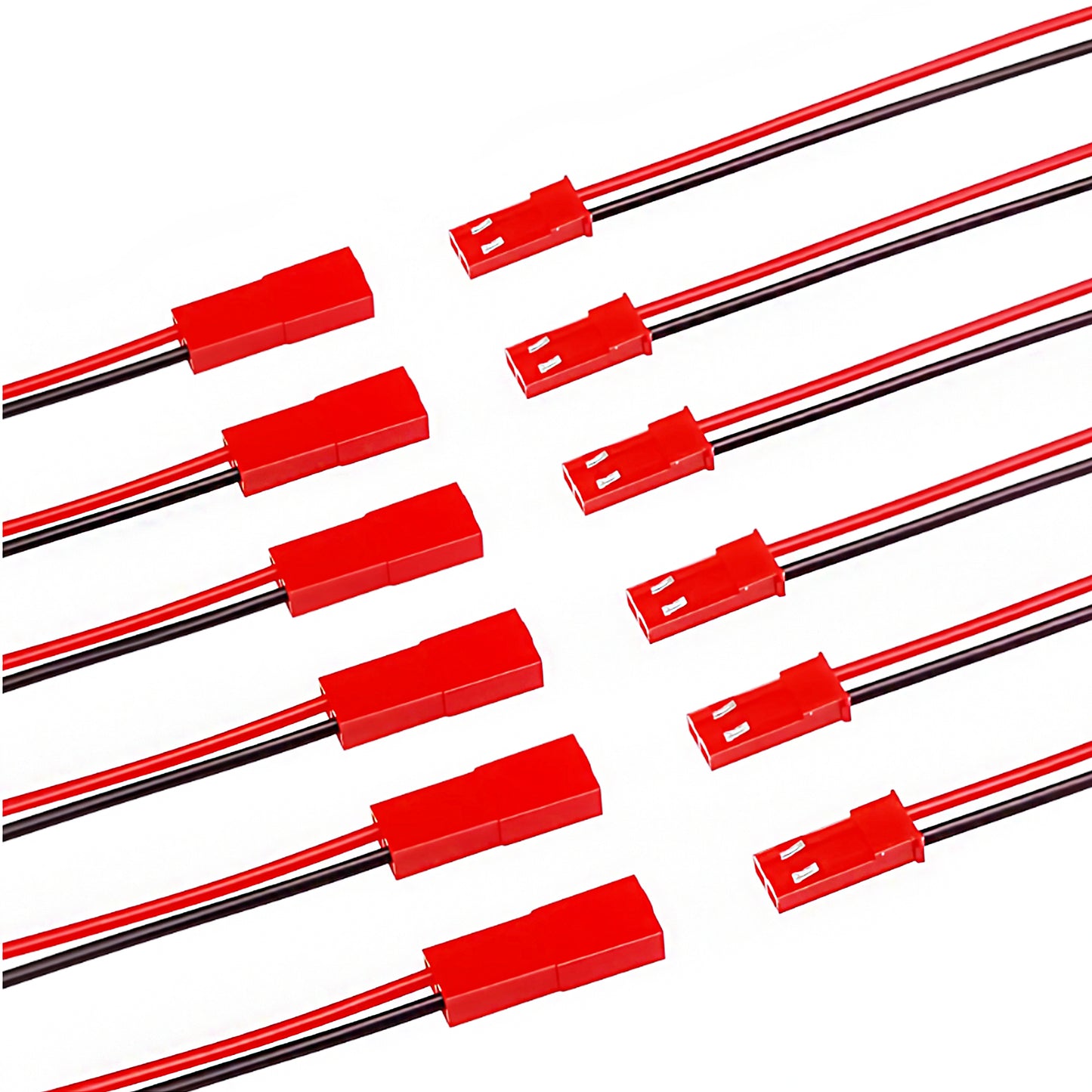 10Pairs 100mm 2 Pin JST Plug Connector Male+Female Plug Connector Cable Wire  Suitable for LED Light Strip Remote Control Toy Battery