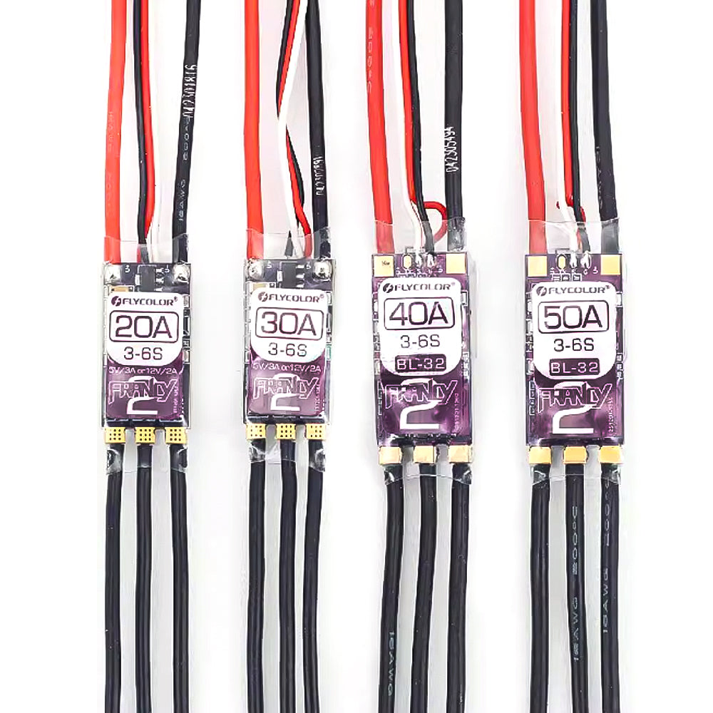 FLYCOLOR Francy 2 Brushless ESC 20A 30A 40A 50A BLHELI-32 BL32 3-6S Speed Controller 5V/3A 12V/2A For RC Plane Airplane