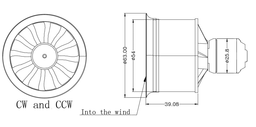 QX-MOTOR 50mm EDF 12 Blades Ducted Fan CW CCW with 40A 50A ESC 3S 4S B ...
