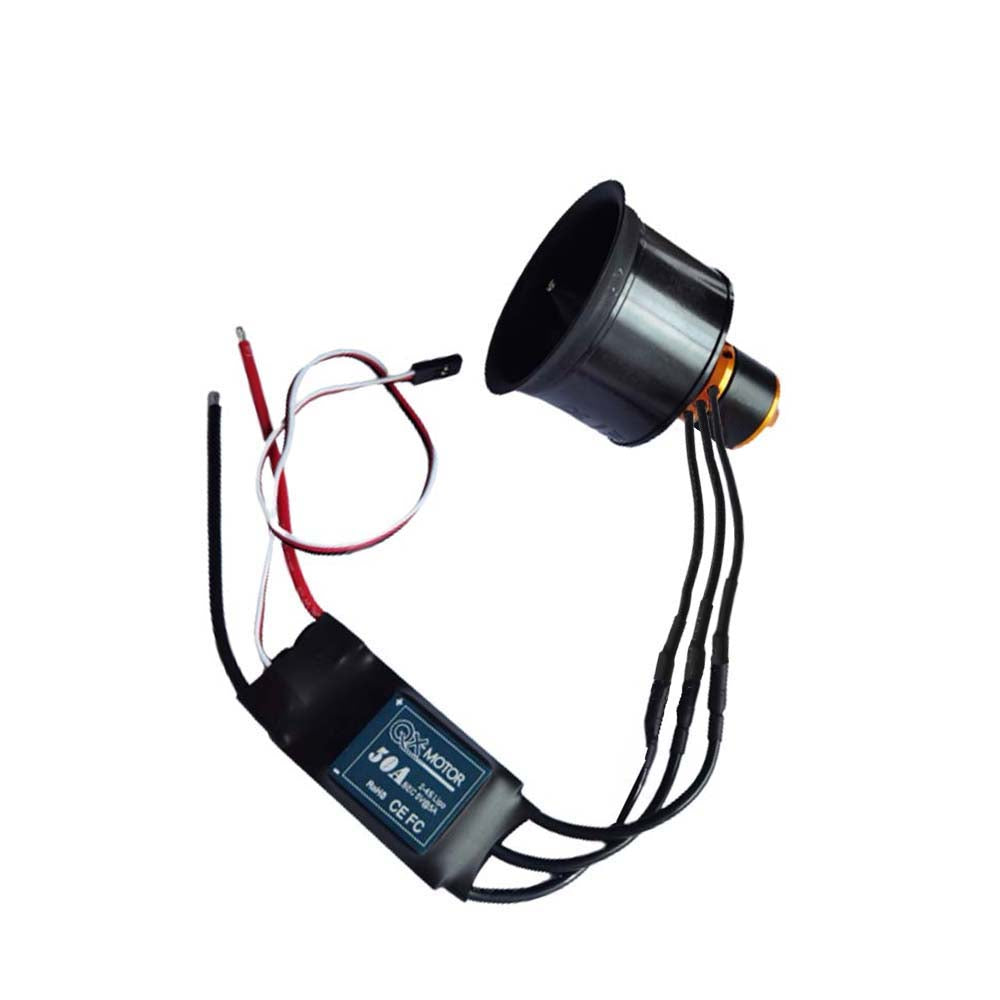 QX-MOTOR 50mm EDF 12 Blades Ducted Fan CW CCW with 40A 50A ESC 3S 4S Brushless Motor